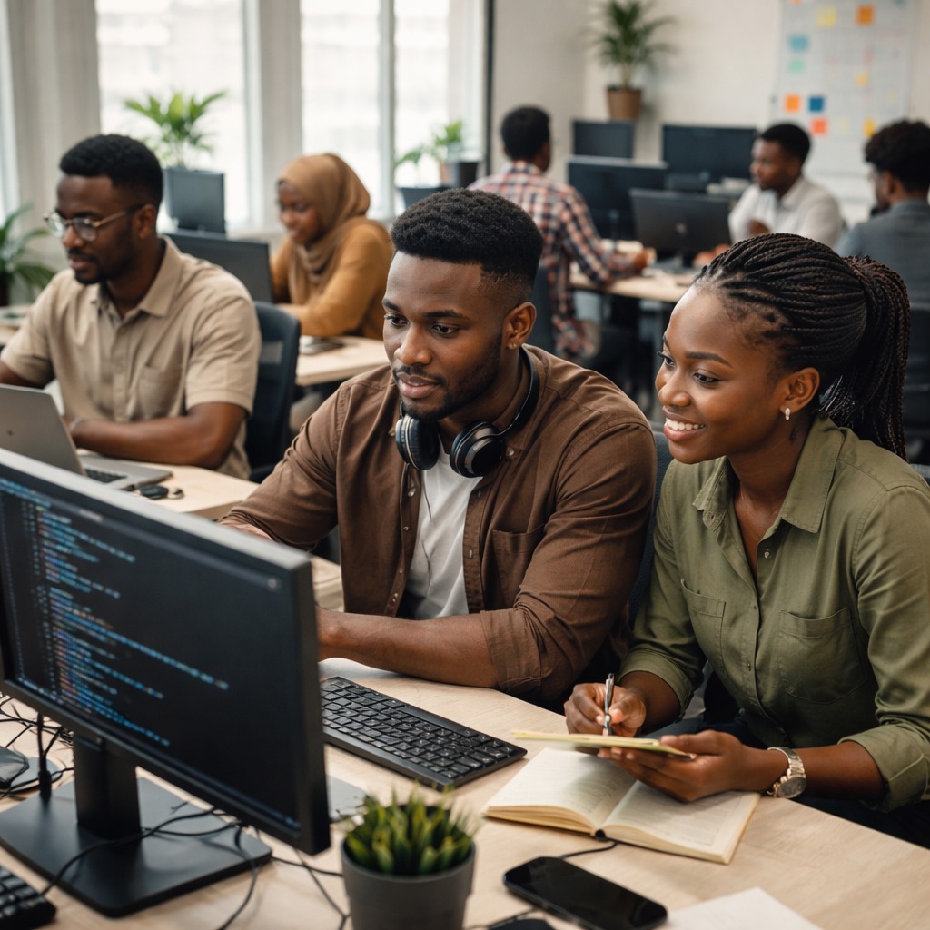 Tech professional working